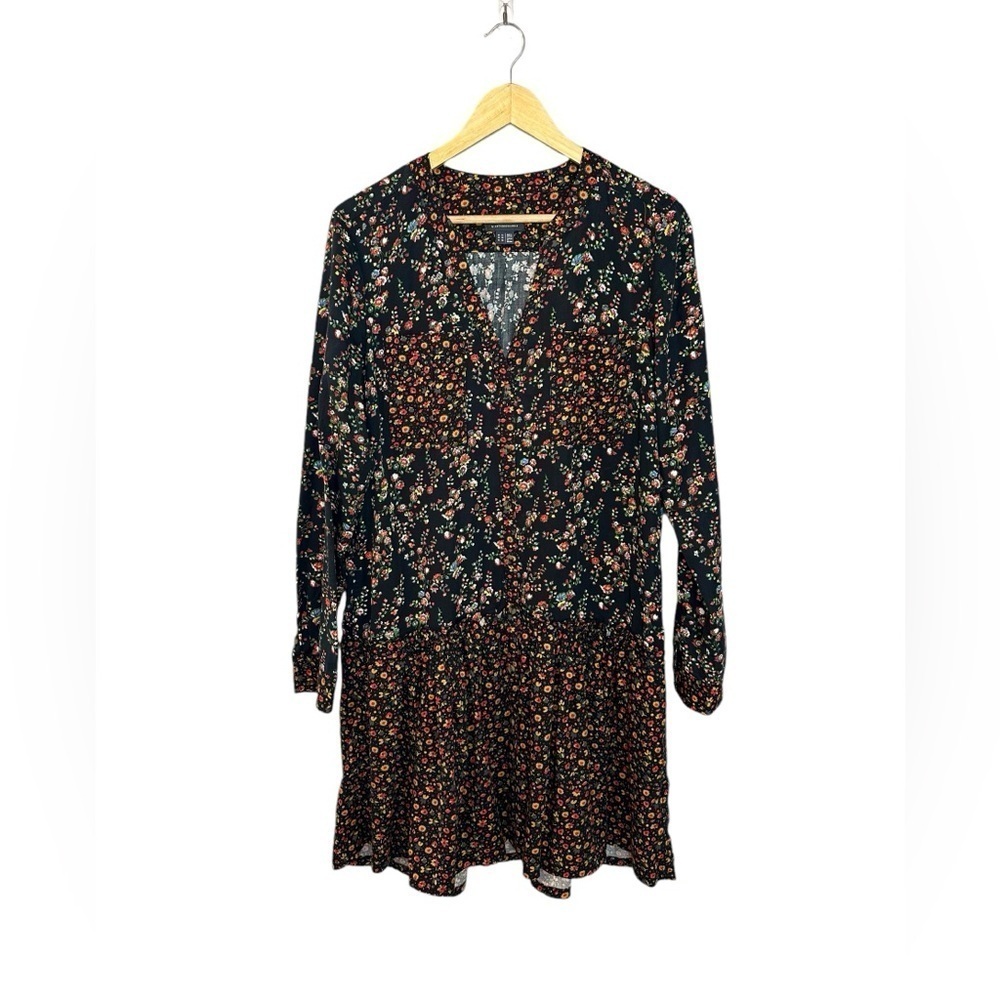 Anthropologie Maeve Women’s Marlie Button-Front Drop Waist Dark Floral Dress 10 - Picture 3 of 9